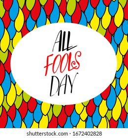 Original postal dulce, afiche, afiche, pancarta, fondo para celebrar el Día del Tonto, felicitaciones hechas en el estilo de las letras para una fiesta temática, festival, celebración, fiesta corporativa