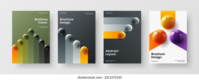 Original brochure design vector illustration composition. Premium realistic balls corporate identity template collection.