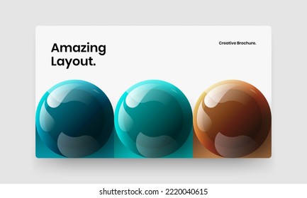 Original brochure design vector illustration. Trendy realistic spheres cover template.