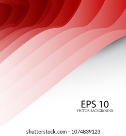Original brochure for presentations. Material design. Papers wave. White and red color, vector.