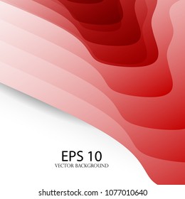 Original brochure for presentations. Material design. Papers wave. White and red color, vector.