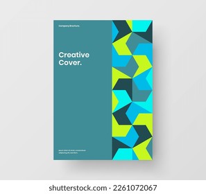 Original brochure vector design concept. Colorful geometric tiles company cover illustration.