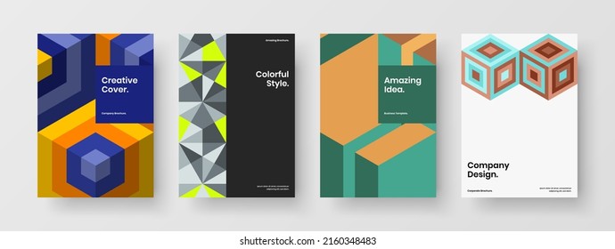 Original brochure vector design illustration composition. Trendy mosaic tiles magazine cover concept set.