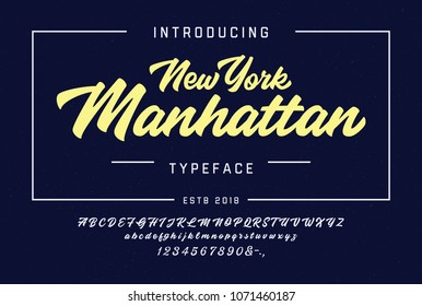 Original Brush Font. Vintage Style. Custom Typeface. Vector