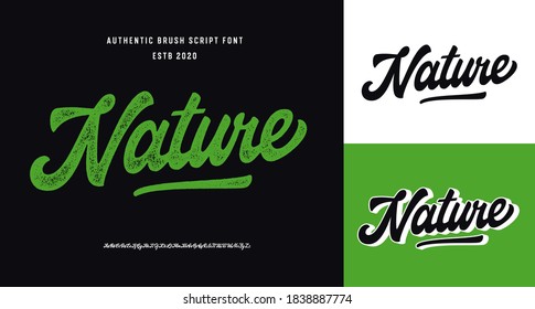  Original Brush Script Font "Nature ". Retro Typeface. Vector Illustration.