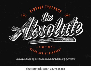 
 Original Brush Script Font "The Absolute". Retro Typeface. Vector Illustration.