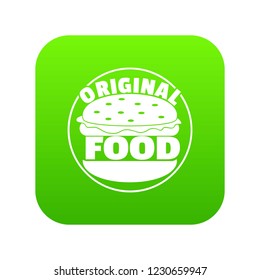Original burger icon green vector isolated on white background