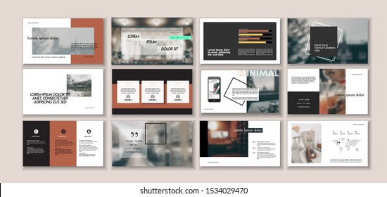 Original Business presentation templates elements on a dark background. Vector infographics clean booklet. Use in Corporate work annual report, flyer, post leaflet, marketing, advertising, banner. a4