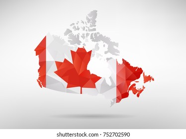 Original Canadian map vector illustration with abstract flag background