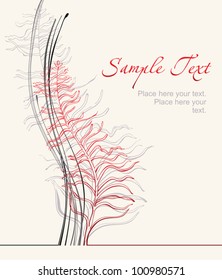 Original card with an exquisite floral pattern. Place for messages.