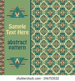 Original card on abstract geometric background. Retro colors   
