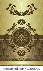 Original card with vintage decoration. Retro style     