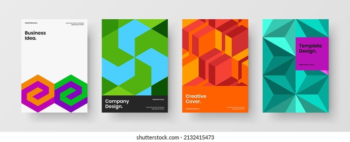 Original catalog cover A4 design vector template bundle. Simple mosaic pattern placard illustration collection.