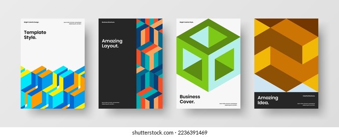 Conjunto de plantillas de diseño de vectores de la portada del catálogo original A4. El mosaico aislado da forma a la composición del diseño de folletos corporativos.