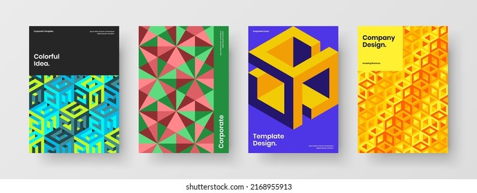 Conjunto de conceptos de diseño vectorial de portada de catálogo original. Composición de la ilustración del volante de mosaico premium.
