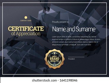 Original Certificate Template. Diploma Of Ultra Modern Design. Expensive View. The Topic Is Advanced Technology Or Elite Training. Vector Illustration.