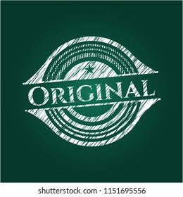 Original chalkboard emblem written on a blackboard