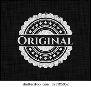 Original chalkboard emblem written on a blackboard