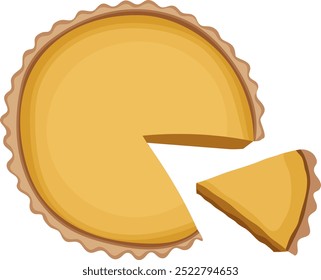 Original Cheesecake with Sliced Dessert Illustration Isolated on White Background