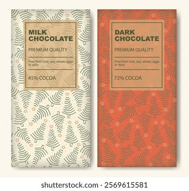 The original chocolate retro package design. Finest chocolate bar design label set. Christmas typography