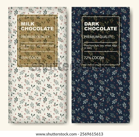 The original chocolate retro package design. Finest chocolate bar set. Vintage Christmas typography