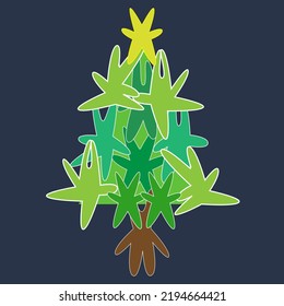Original Christmas tree with bunnies. Vector illustration