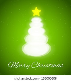 Original Christmas tree from oval shapes on green background