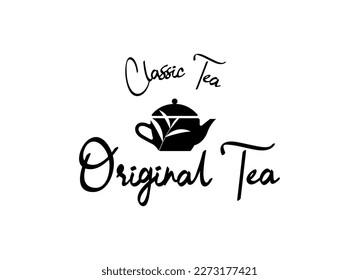 Original classic tea cup logo design. Vintage style tea logo design