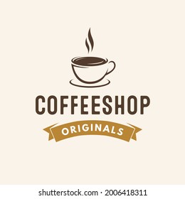 Original coffe simple vector logo design icon