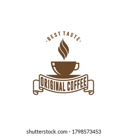 original coffee logo with a glass of delicious coffee