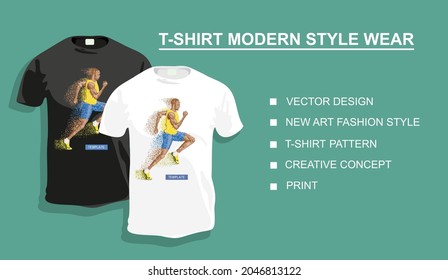 Original collection, typography, vector design, new art fashion style print running man from circles, creative concept, t-shirt pattern. Your photo.