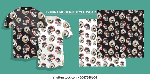 Original collection, typography, vector design, new art fashion style print Seamless background with objects on a musical theme, creative concept, t-shirt pattern. Your photo.