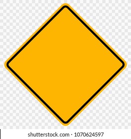 Original Color Road Sign Yellow Square Blank , Isolated on Transparent Background,Vector Illustration EPS10