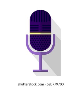 Original colorful microphone. Vector illustration earpfone and MIC. Modern design for catalogs and POS-materials. Isolated on particolored colored background.
