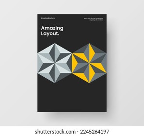 Original company brochure A4 design vector illustration. Simple geometric tiles cover concept.