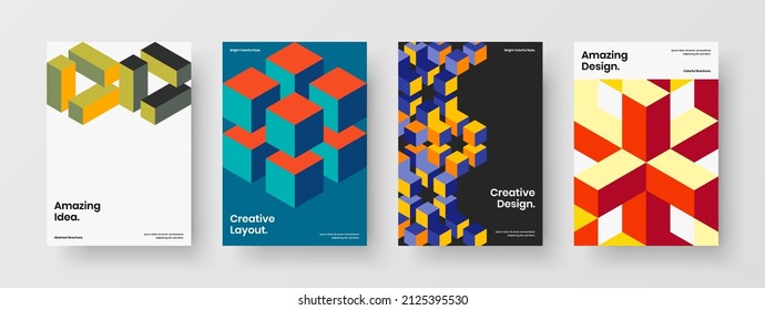 Folleto original de la empresa conjunto de ilustraciones de diseño de vectores A4. Colección de conceptos del manual de mosaicos simples.