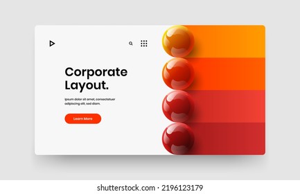 Original company brochure design vector illustration. Creative 3D balls flyer concept.