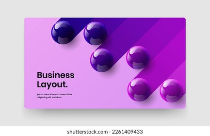 Original company brochure design vector layout. Isolated realistic balls pamphlet illustration.