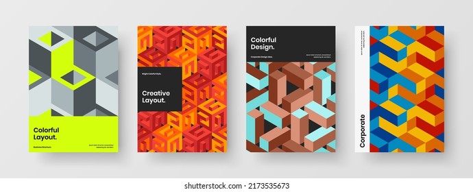 Original company brochure vector design layout collection. Creative geometric pattern banner template composition.