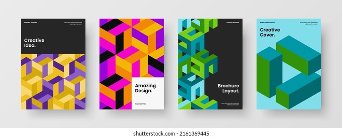Original company identity A4 vector design illustration composition. Modern mosaic hexagons banner layout bundle.