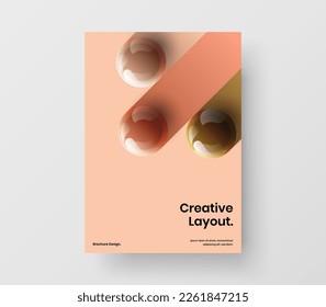 Original company identity A4 vector design concept. Geometric realistic balls cover template.