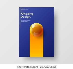 Original company identity A4 vector design layout. Clean realistic balls annual report concept.