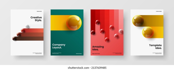 Original company identity vector design layout collection. Geometric 3D balls poster template composition.