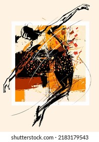 Composición original sobre el tema del ballet - ilustración vectorial (ideal para imprimir sobre tela o papel, póster o papel pintado, decoración de la casa)