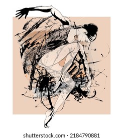 Original composition on the theme of ballet  - vector illustration (Ideal for printing on fabric or paper, poster or wallpaper, house decoration)