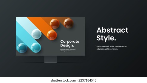 Original computer display mockup banner concept. Modern website screen design vector template.
