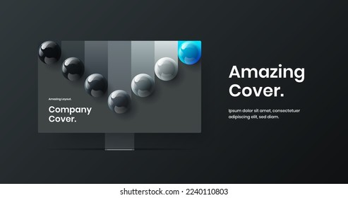 Original computer display mockup landing page illustration. Unique web project design vector layout.