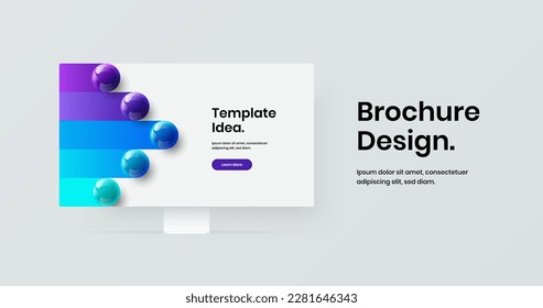 Original computer display mockup landing page layout. Minimalistic banner design vector illustration.