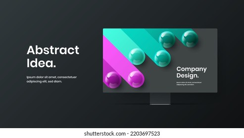 Original computer display mockup presentation template. Colorful web banner vector design illustration.