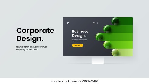 Original computer display mockup presentation illustration. Simple web banner design vector template.